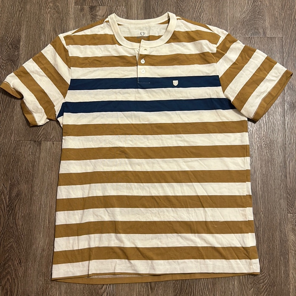 Brixton Men’s L Three Button Striped Tee Shirt